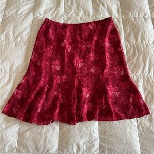 INC International Concepts Floral A-Line Skirt in Deep Red